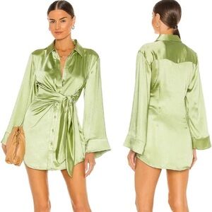 Song of Style Satin Marta Dress in Pistachio Green Medium